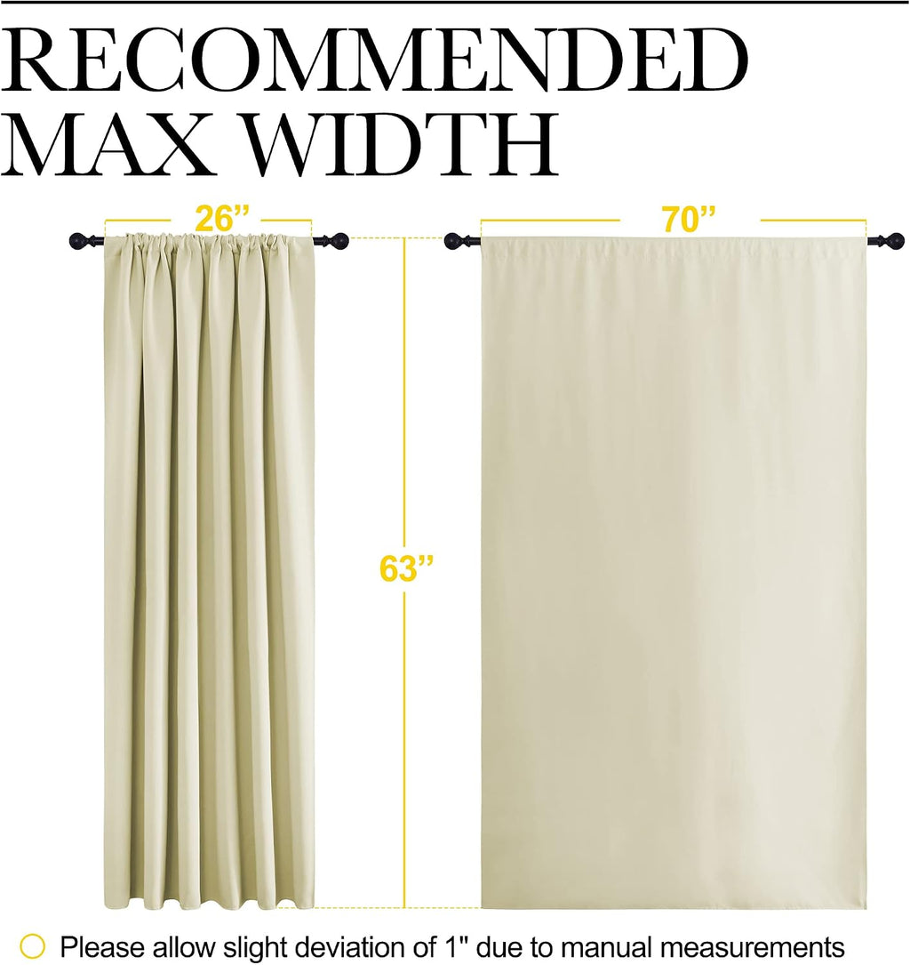 NICETOWN Blackout Curtains for Bedroom, Home Decorations Thermal Insulated Solid Rod Pocket Blackout Drapes for Cafe (Beige, One Pair, 70…