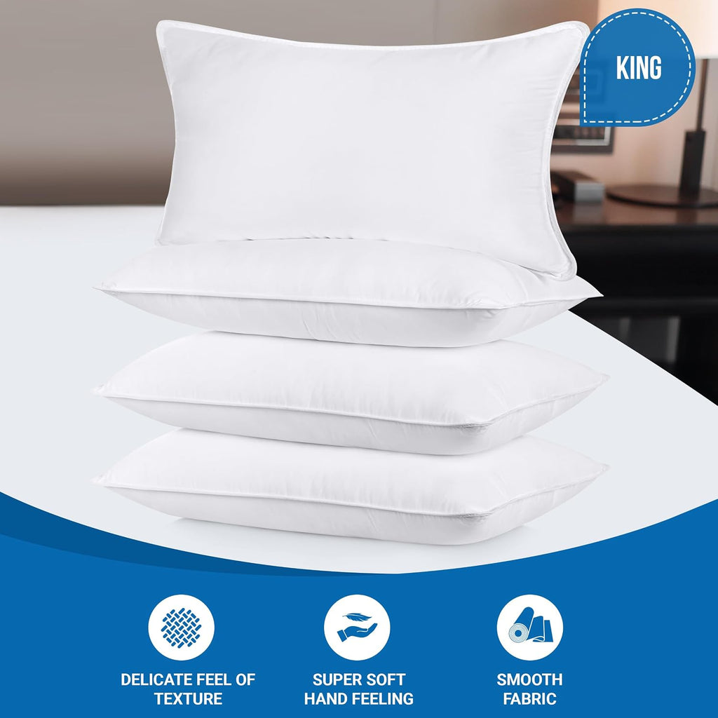 Utopiabedding Utopia Bedding Bed Pillows for Sleeping (White), King Size, Set of 4, Hotel Pillow, Cooling Pillows for Side, Back or Stomach…