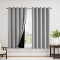 ChrisDowa 100% Blackout Curtains 63 inch Long for Bedroom with Black Liner, Extra Wide 2 Thick Layers Total Blackout Thermal Insulated Grom…