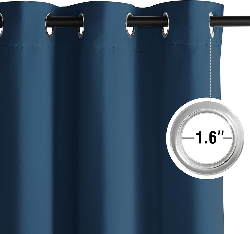 Nicetown Morrocan Blue Decor Room Darkening Curtains 63 Inches Long 2 Panels for Living Room, Bedroom, Nursery Summer Thermal Insulated Bla…