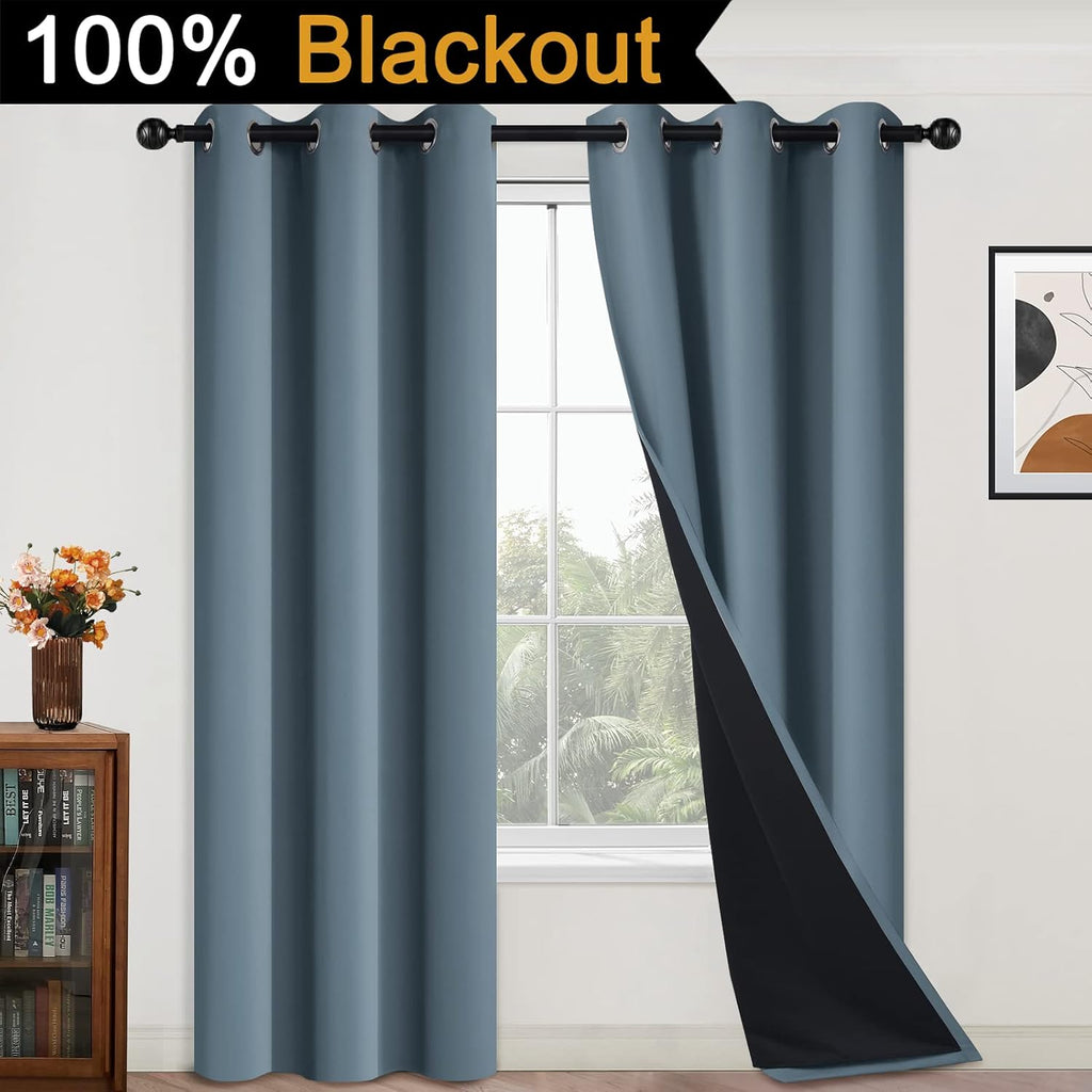 Yakamok Full Blackout Curtains 84 Inches Long, Blackout Curtain Panels for Bedroom, 2 Thick Layers Grommet Top Thermal Insulated Drapes with…