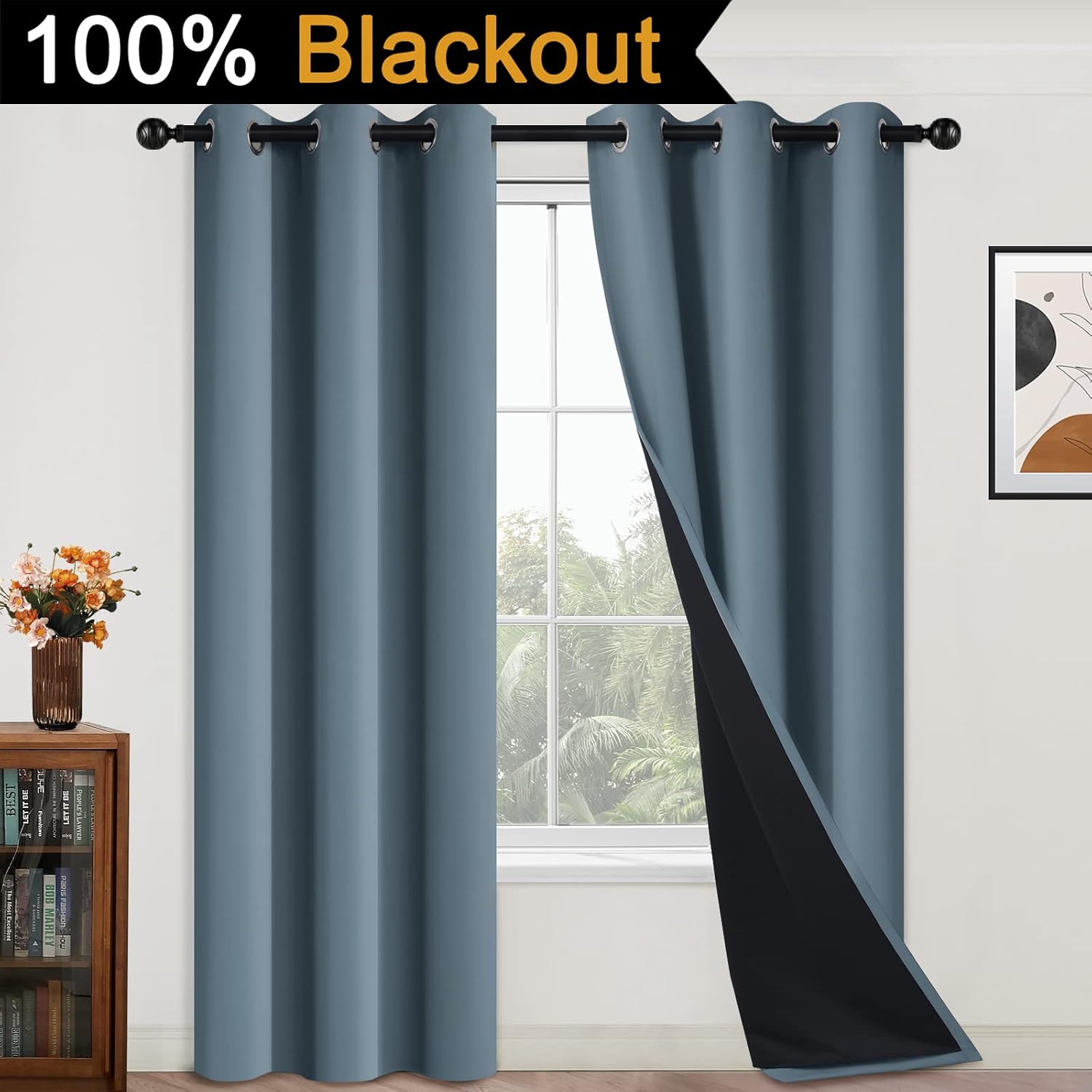 Yakamok Full Blackout Curtains 84 Inches Long, Blackout Curtain Panels for Bedroom, 2 Thick Layers Grommet Top Thermal Insulated Drapes with…