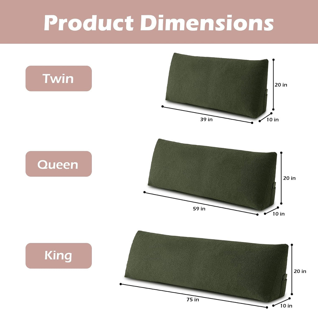 MuaMelop Headboard Pillow Queen, Triangle Bed Wedge Pillow for Headboard, Backrest Pillow for Sitting up, Reading, Working, Headboard Daybe…