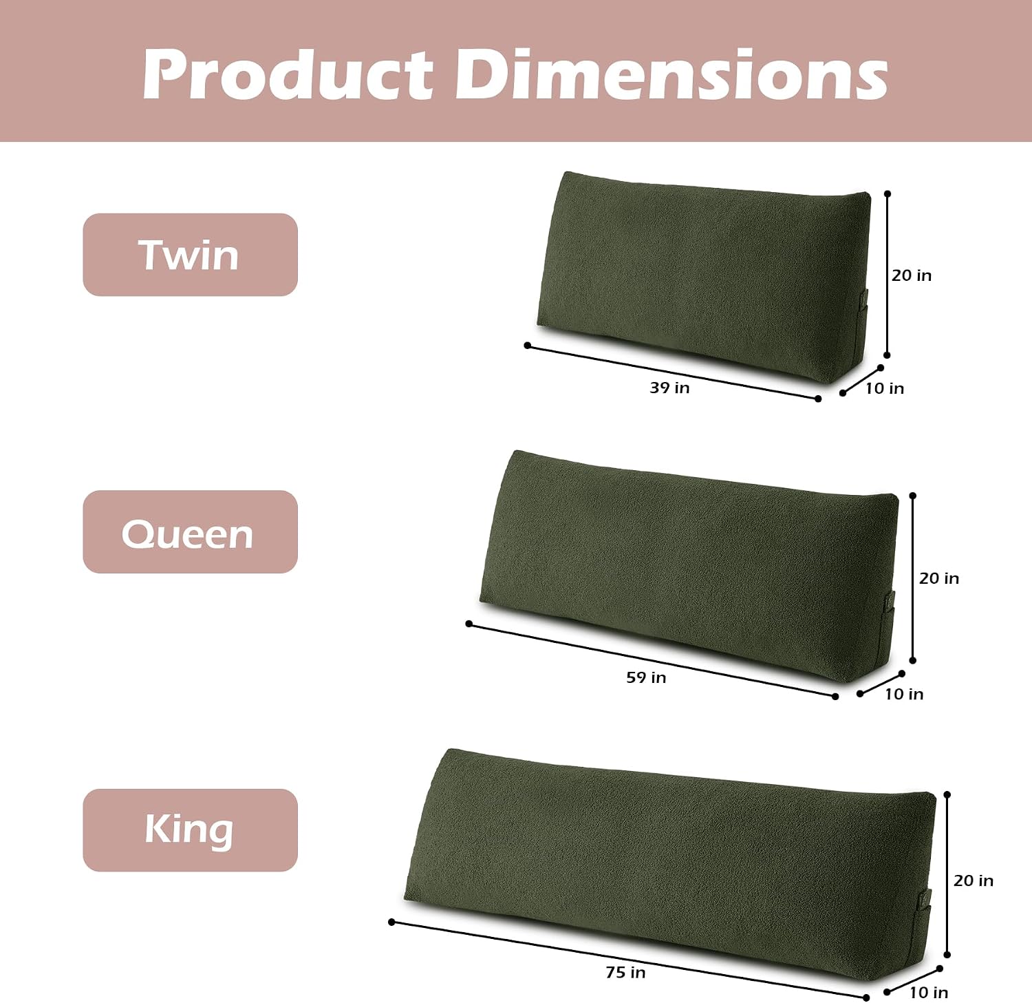 MuaMelop Headboard Pillow Queen, Triangle Bed Wedge Pillow for Headboard, Backrest Pillow for Sitting up, Reading, Working, Headboard Daybe…