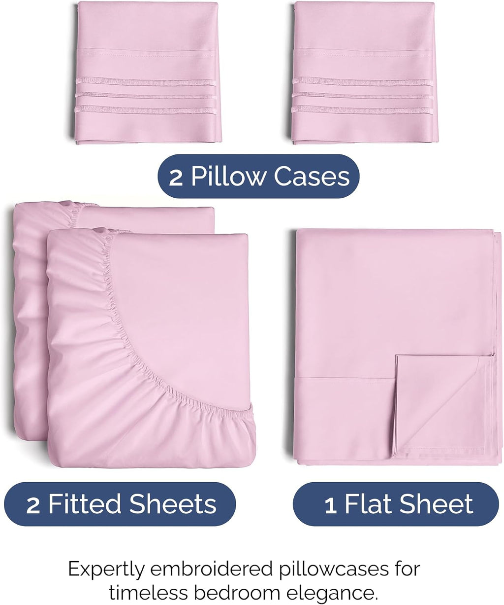 Split King Size 5 Piece Sheet Set - Comfy Breathable & Cooling Sheets - Hotel Luxury Bed Sheets for Women & Men - Deep Pockets, Easy-Fit…