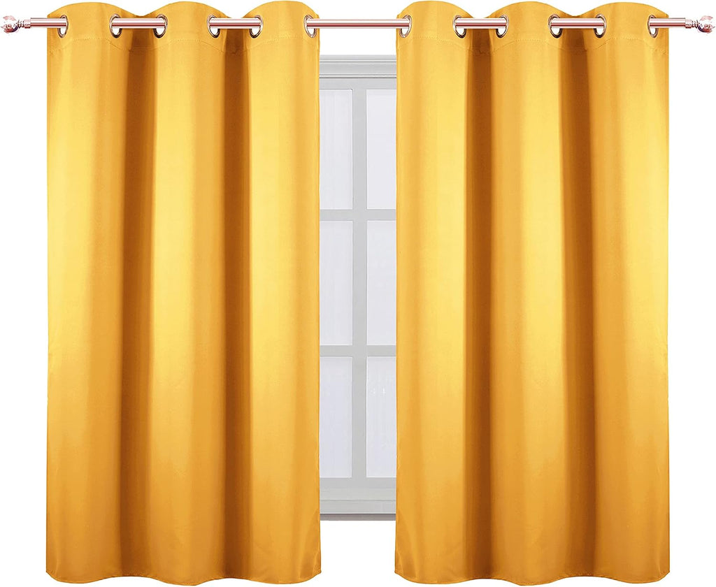 Lemomo Yellow Thermal Blackout Curtains/38 x 54 Inch/Set of 2 Panels Room Darkening Curtains for Bedroom 54 Inch silver