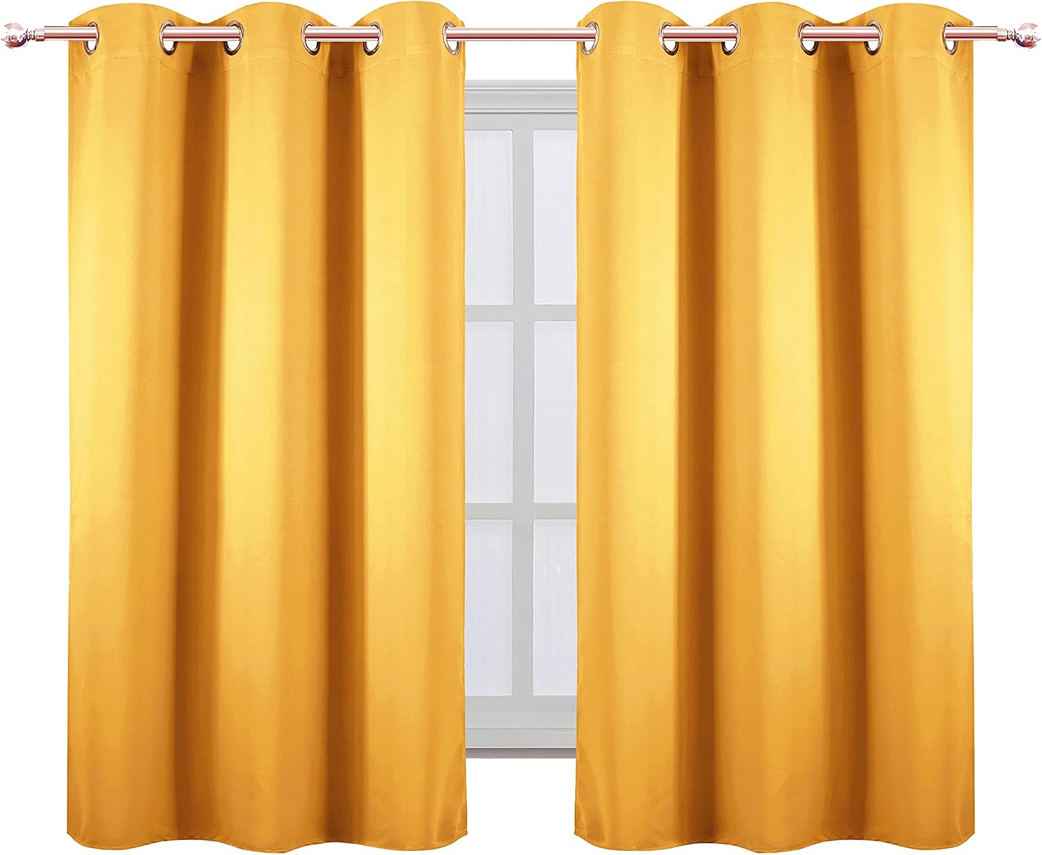 Lemomo Yellow Thermal Blackout Curtains/38 x 54 Inch/Set of 2 Panels Room Darkening Curtains for Bedroom 54 Inch silver