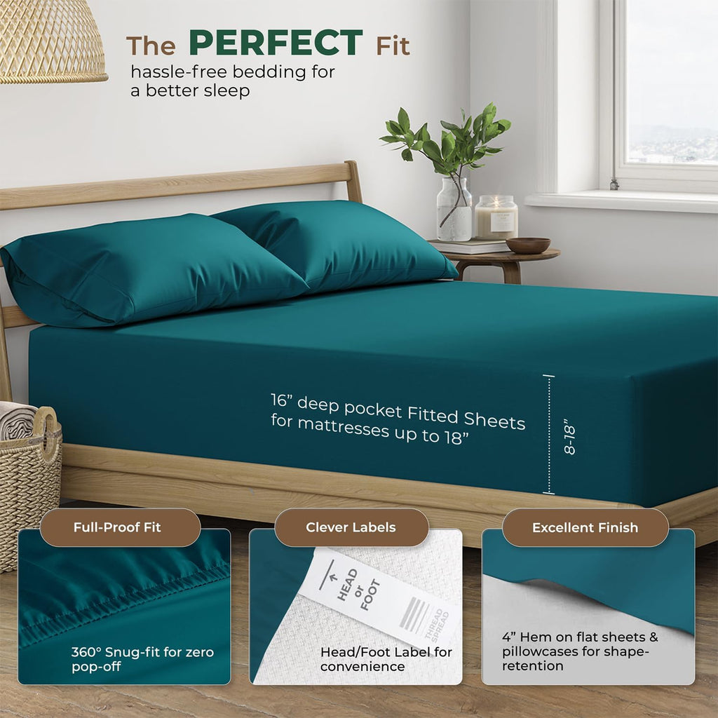 THREAD SPREAD 100% Organic Cotton Sheets King Size - 4 PC Organic Cotton King Size Percale Weave Sheet Set, Soft, Cooling, Crisp &…
