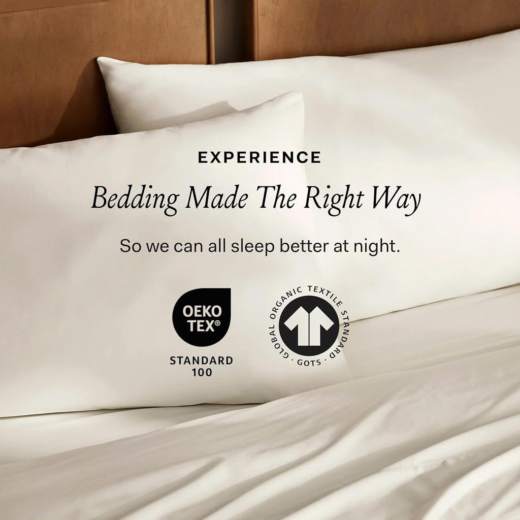 BollBranch BOLL & BRANCH Percale Hemmed Sheet Set - Cooling Breathable Bed Sheets for Hot Sleepers - Split King, Mineral - Luxury 100% Orga…