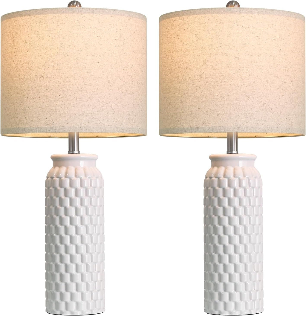 USumkky 27" Ceramic Table Lamps Set of 2 - Modern Farmhouse & Boho Style, Bedside Nightstand Lamps for Bedroom, Living Room End Table…