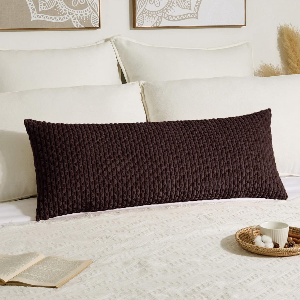KevinTextile Kevin Textile 20x54 Inch Long Body Lumbar 1 Pack Boho Decorative Throw Pillow Cover Soft Striped Corduroy Rectangle Cushion Ca…
