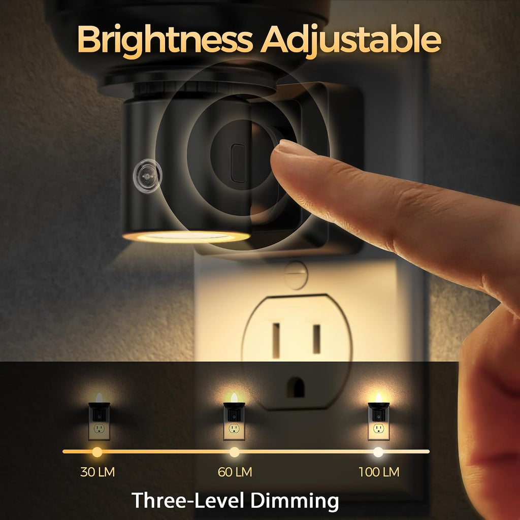 DORESshop LED Night Light[2 Pack], Night Lights Plug into Wall, 3 Level Brightness Adjustable Plug in Night Light, Dusk to Dawn Sensor…