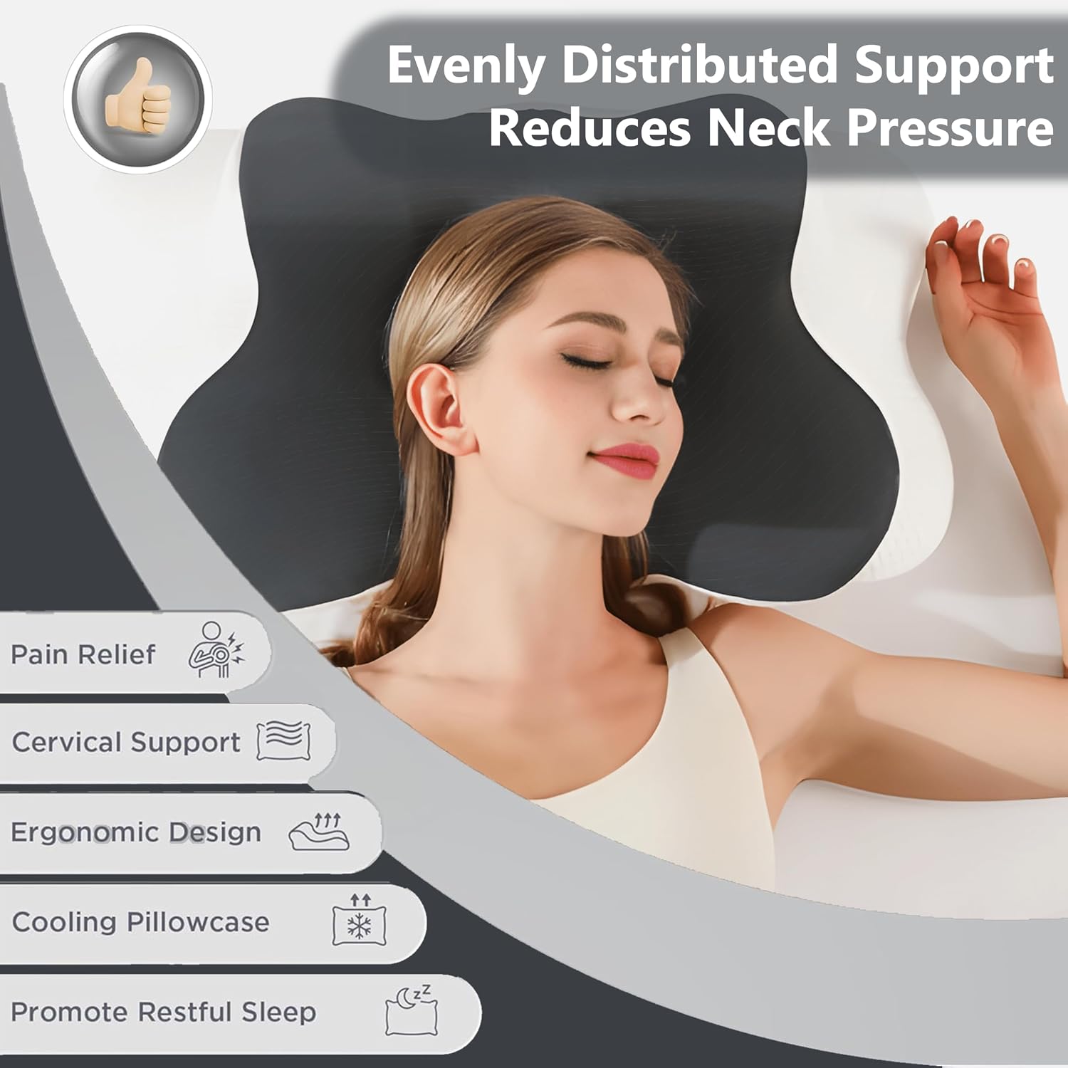 Ergonomic Memory Foam Cervical Neck Pillow for Side, Back & Stomach Sleepers, Contour Pillow for Neck and Shoulder Comfort, Cooling…