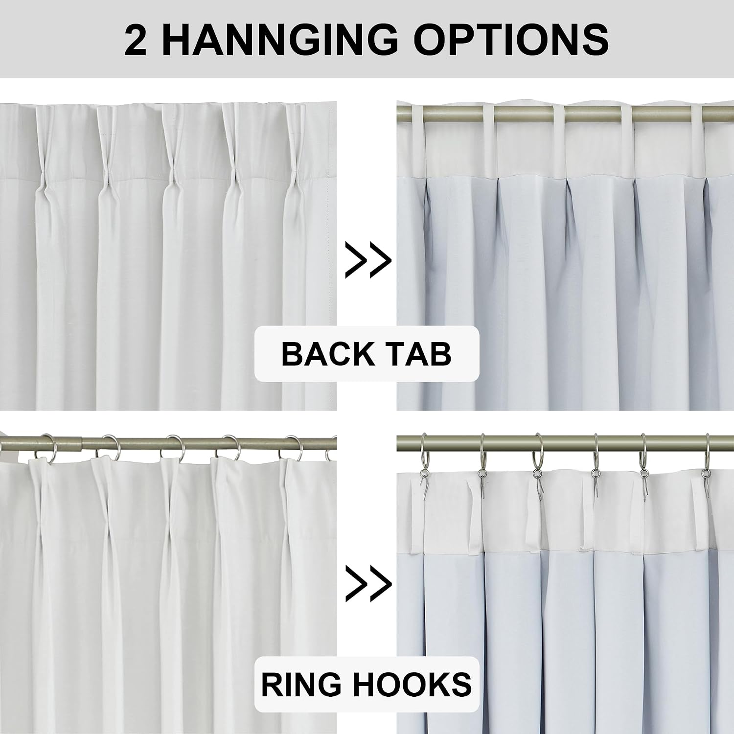 VisionHome Vision Home White Pinch Pleated Full Blackout Curtains Thermal Insulated Window Curtains 108 inch for Living Room Bedroom Room D…