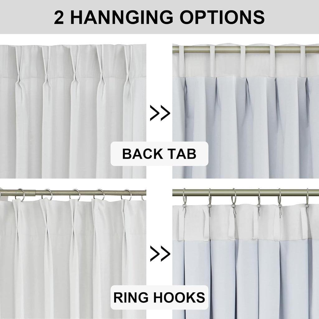 VisionHome Vision Home White Pinch Pleated Full Blackout Curtains 60 inch Wide Thermal Insulated Window Panels 112 inch for Bedroom Living…