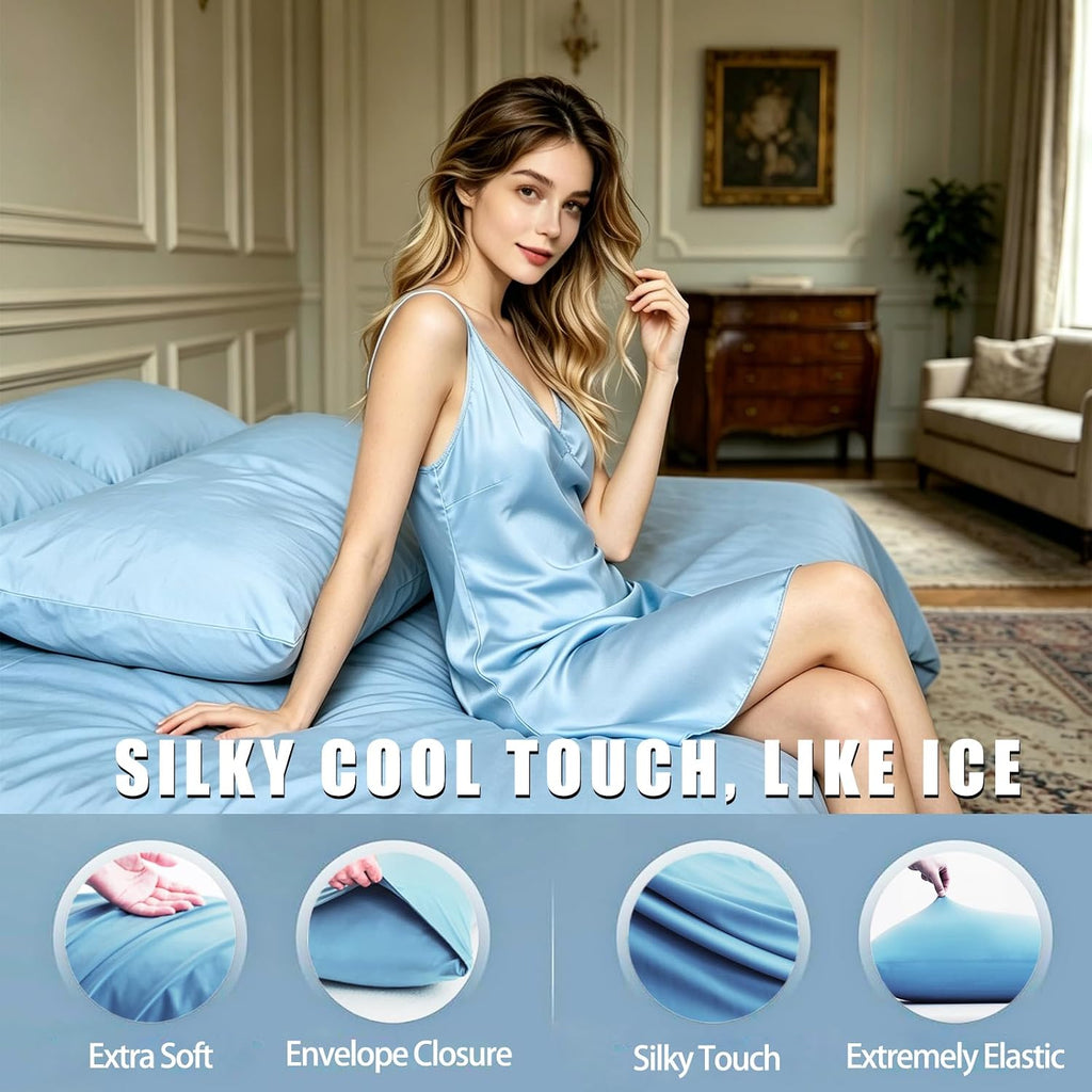 TELUS Cooling Pillowcases Standard Size 2-Pack, Silky Soft Breathable Pillow Case with Envelope Close, Stay Cool Pillow Cover for Hot…