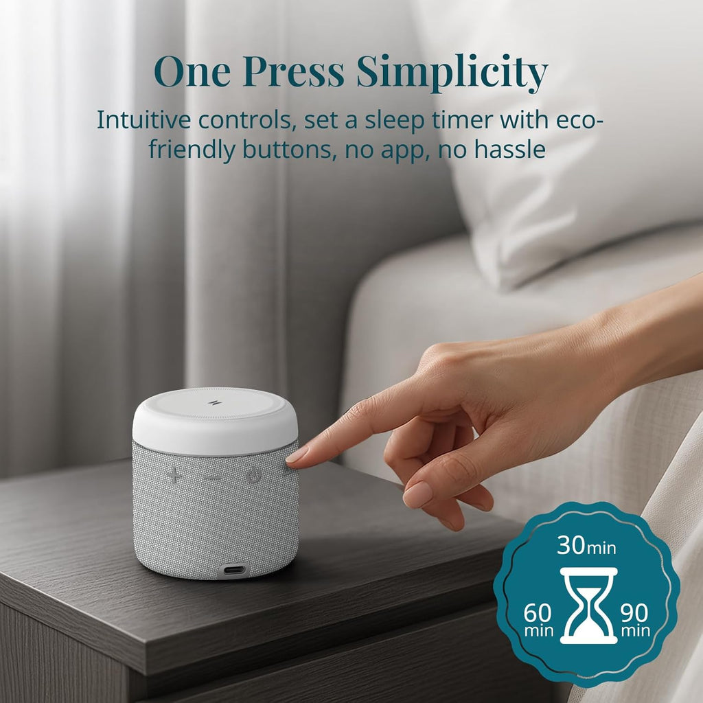 ANJANK White Noise Sound Machine with Wireless Charger Stand, 20 Soothing Sleep Sounds, 32-Levels Volume, Auto-Off Timer, Magnetic…
