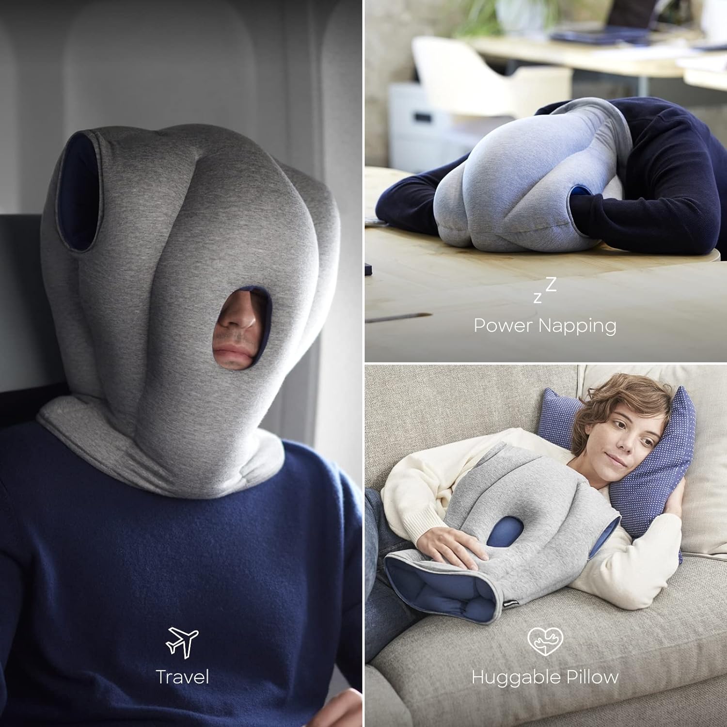 Ostrichpillow Original Travel Pillow & Power Nap Pillow - High-End Microbeads Filled, Unique Patented Design, Versatile Use, Easy to Clean…