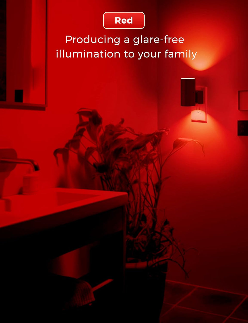 Llohasled L LOHAS LED Red Night Light, Circadian Night Lights Plug into Wall, LED Nightlights with Light Sensor, Red, Dimmable Ni…