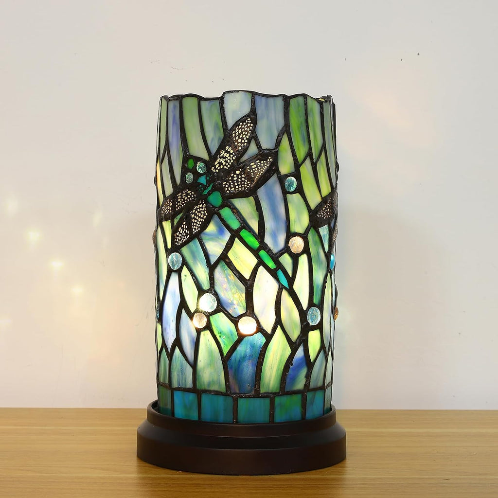 Tiffany Style Table Lamp for Bedroom Baroque Stained Glass Nightstand Bedside Night Lamp Party Light Hand-Made Art Home Deco Christmas…