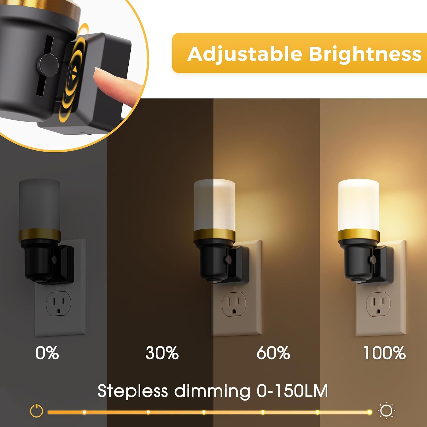 L LOHAS LED Night Light, 2 Pack Night Lights Plug into Wall, Dimmable Nightlight with Auto Light Sensor, 3000K Warm White 0-100LM, Plug…