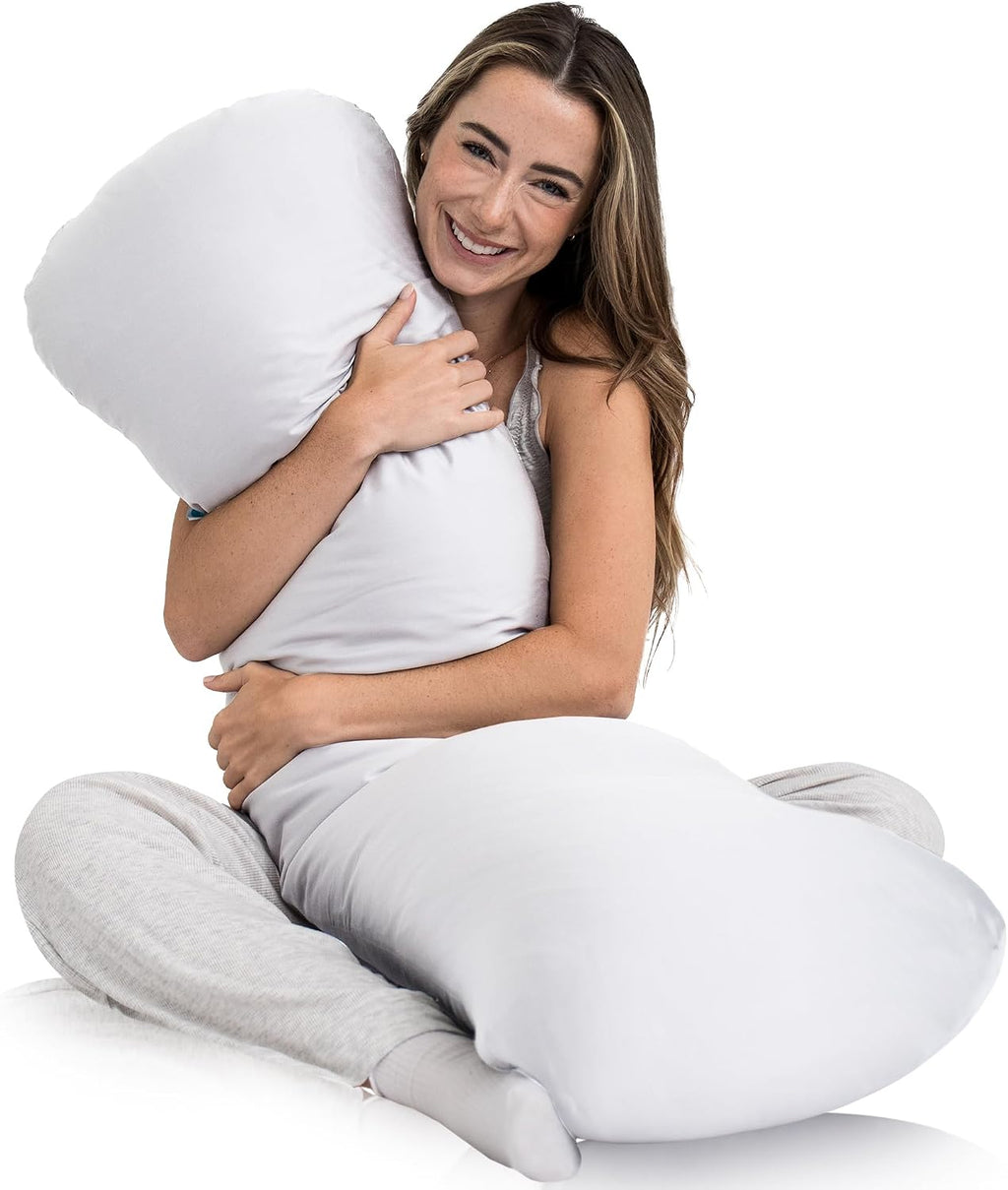 SleepCloud Weighted Body Pillow 8lbs - Weighted Pillow for Deeper Sleep (48” x 14”) - Cooling Body Pillows for Adults, Full Body Pillow…