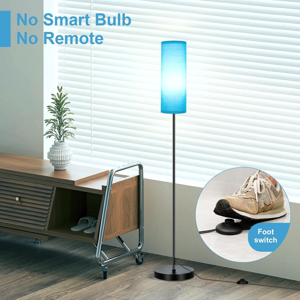 Fridekohome FRIDEKO HOME Floor Lamp with Turquoise Shade, Simple Design with Foot Pedal Switch, Small Tall Lamps for Living Room Bedroom, C…
