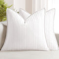 Set of 2 Decorative 100% Cotton Waffle Throw Pillow Covers 18x18, Neutral Euro Shams Weave European Cushion Cases for Couch Sofa Bed…