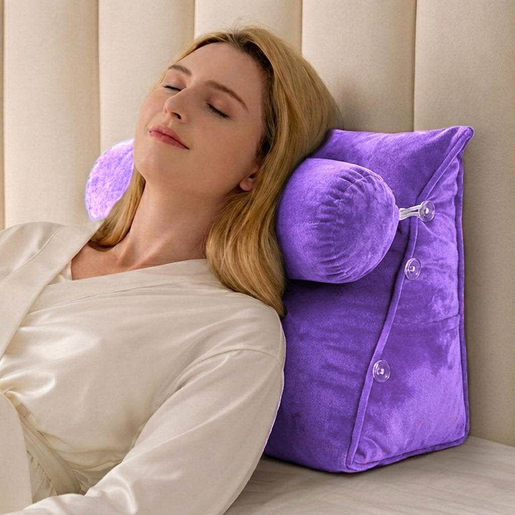 Cheer Collection Reading Wedge Pillow - Adjustable Wedge Reading Pillow with Neck Support, Hollow Fiber-Filled Backrest Pillow for…