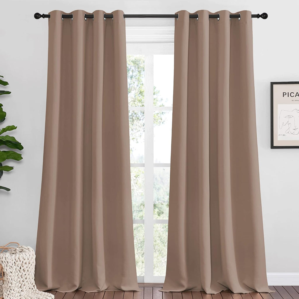 Nicetown Bedroom Blackout Curtains and Drapes - Window Treatment Thermal Insulated Solid Grommet Blackout Draperies for Bedroom (Set of 2 P…