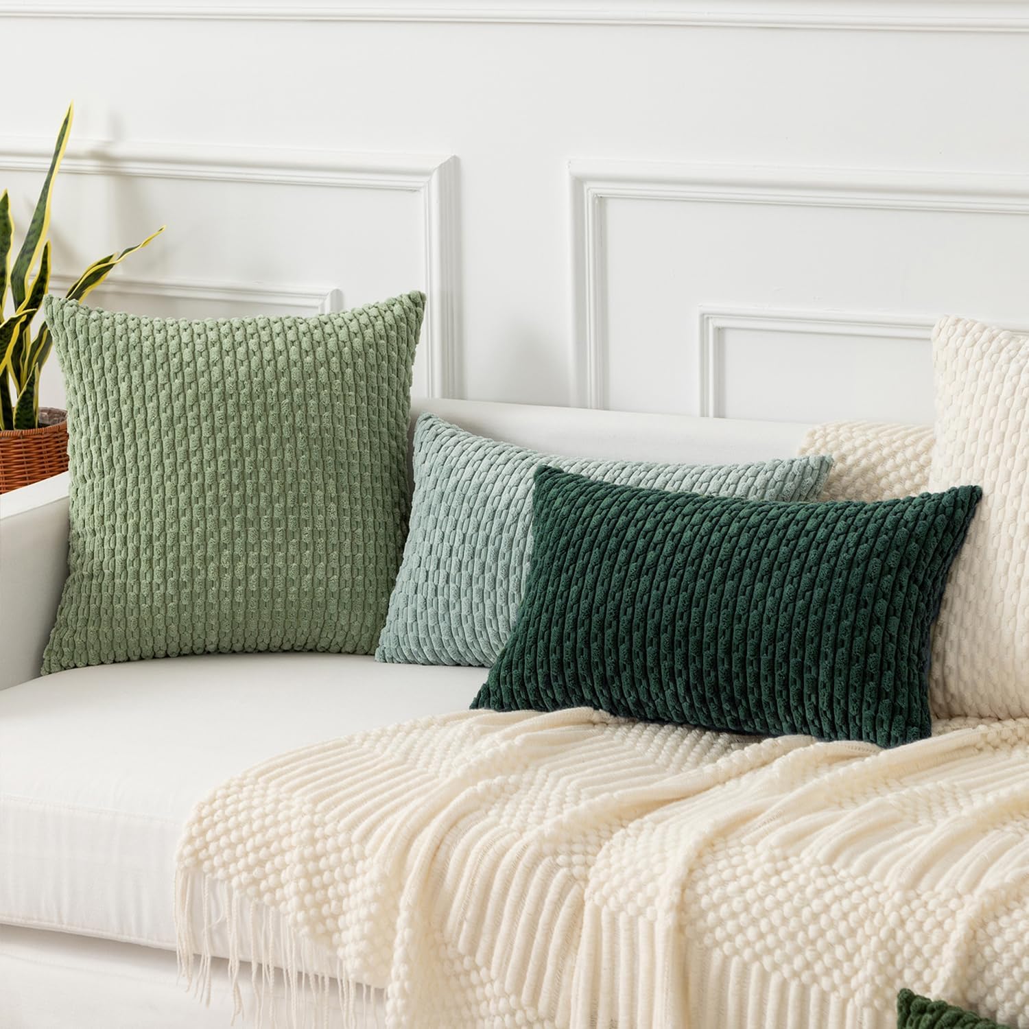 KevinTextile Kevin Textile 12x24 Inch Pillow Cover 1 Pack Boho Christmas Decorative Soft Striped Corduroy Lumbar Farmhouse Color Accent Rec…
