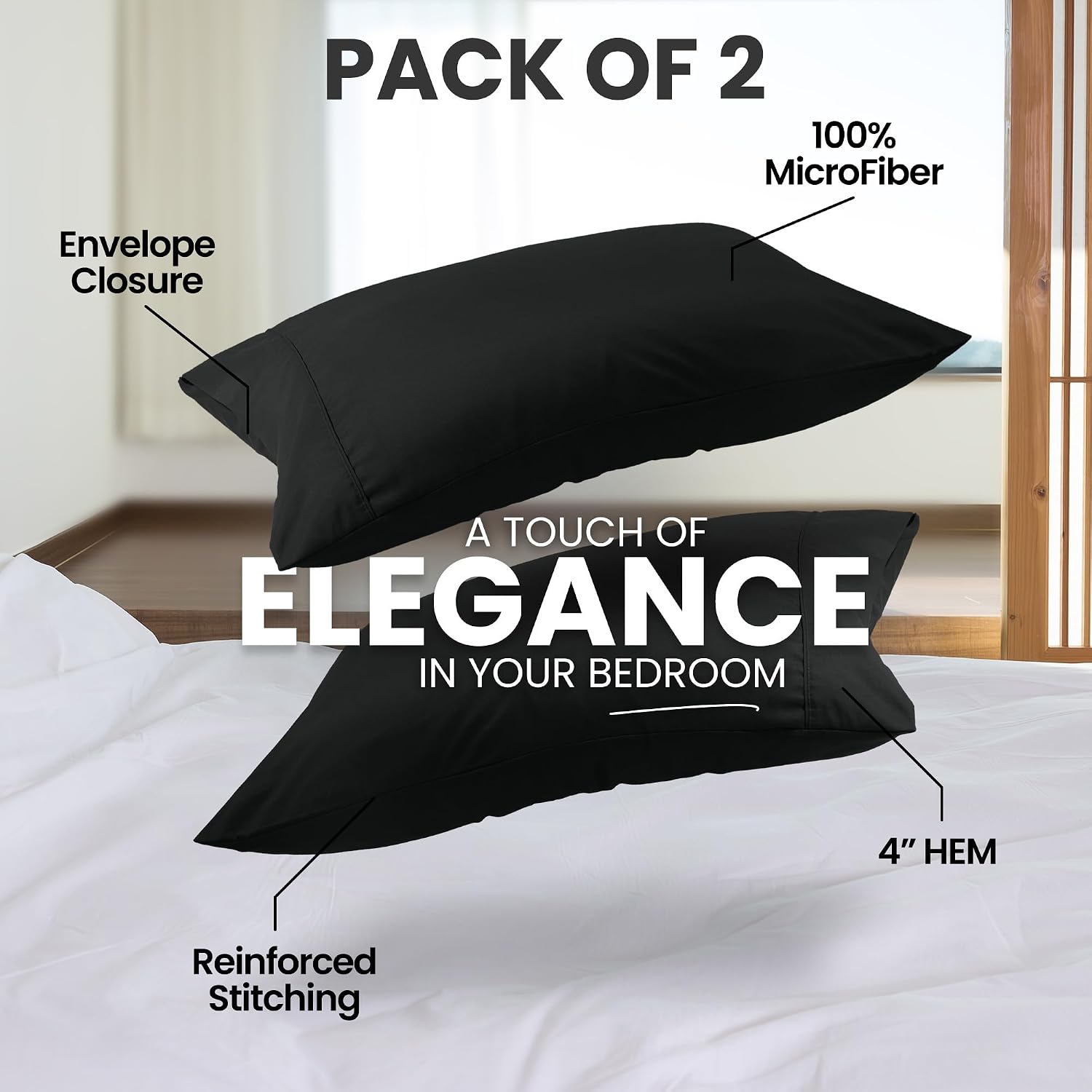 Utopiabedding Utopia Bedding Queen Pillow Cases - 2 Pack - Envelope Closure - Soft Brushed Microfiber Fabric - Shrinkage and Fade Resistant…