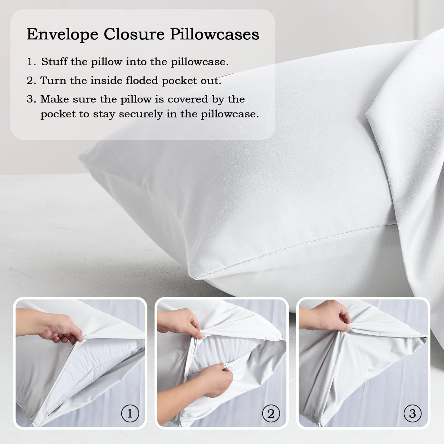 QJFabricCO Q&J Fabric Co. Queen Pillow Cases Set of 2, Brushed Microfiber Pillowcases, Soft, Wrinkle-Free, Fade-Resistant, Pillow Cases Envelope…