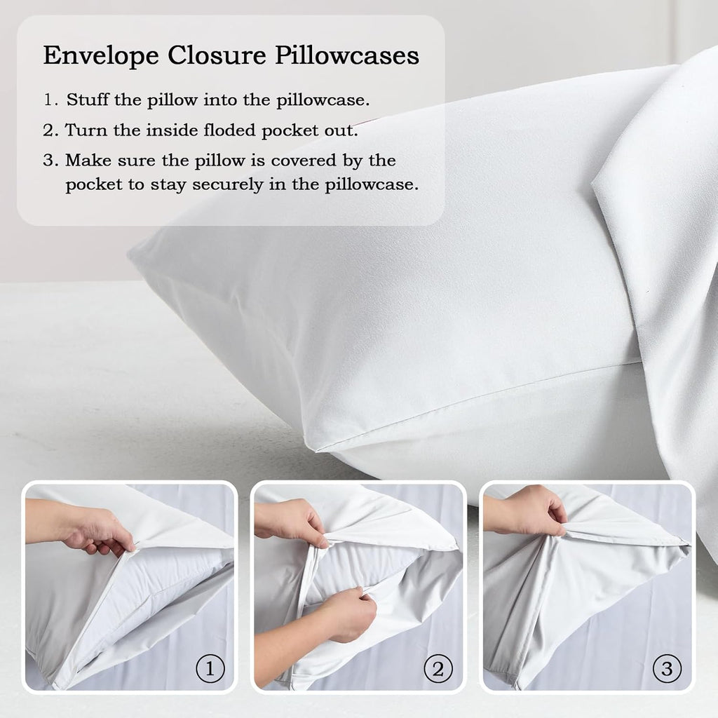 QJFabricCO Q&J Fabric Co. Bedding Pillow Cases King Size Set of 2 –Wrinkle, Fade Resistant, Soft Brushed Microfiber Pillow Cover–Envelope Pil…