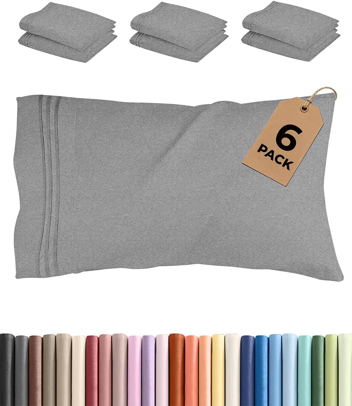 King Standard Pillow Cases Set of 6 - Ultra Soft Hotel Quality Pillowcase Covers - Comfy & Wrinkle Free - Shrink & Fade Resistant…