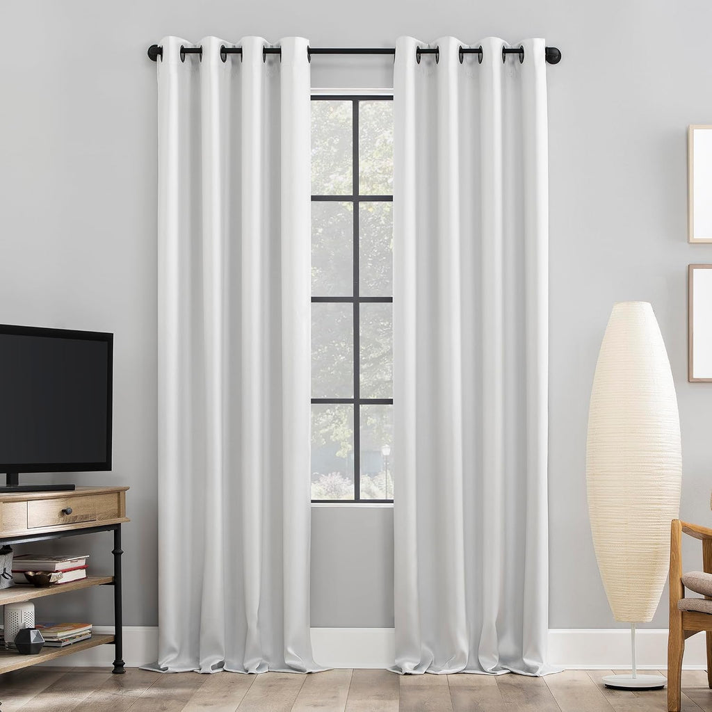 Sun Zero Nordic 2-pack Theater Grade Extreme 100% Blackout Grommet Curtain Panel Pair, 52" x 84", Pearl