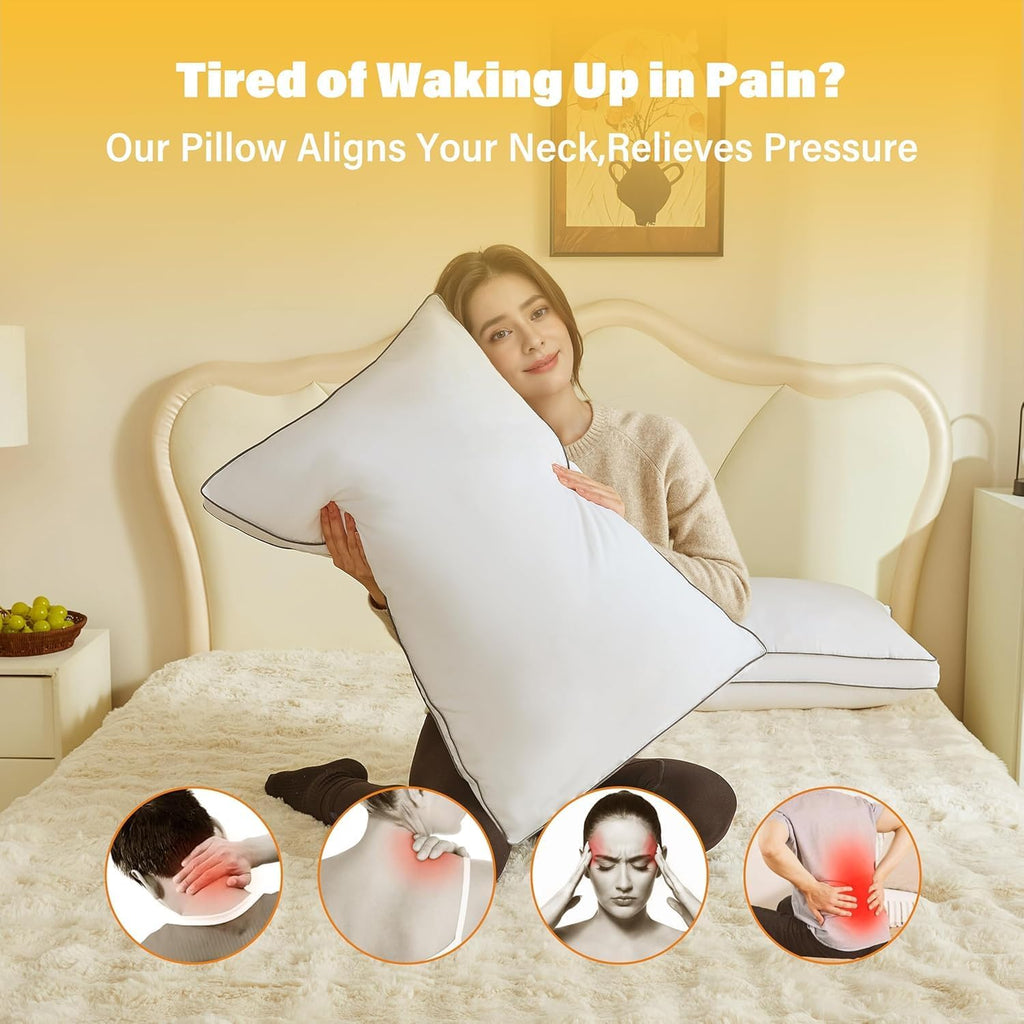 InspireCrafter Goose Down Pillows for Neck Pain - Perfect Balance of Softness and Support, Relief for Side and Back Sleepers, Hotel Down Pil…