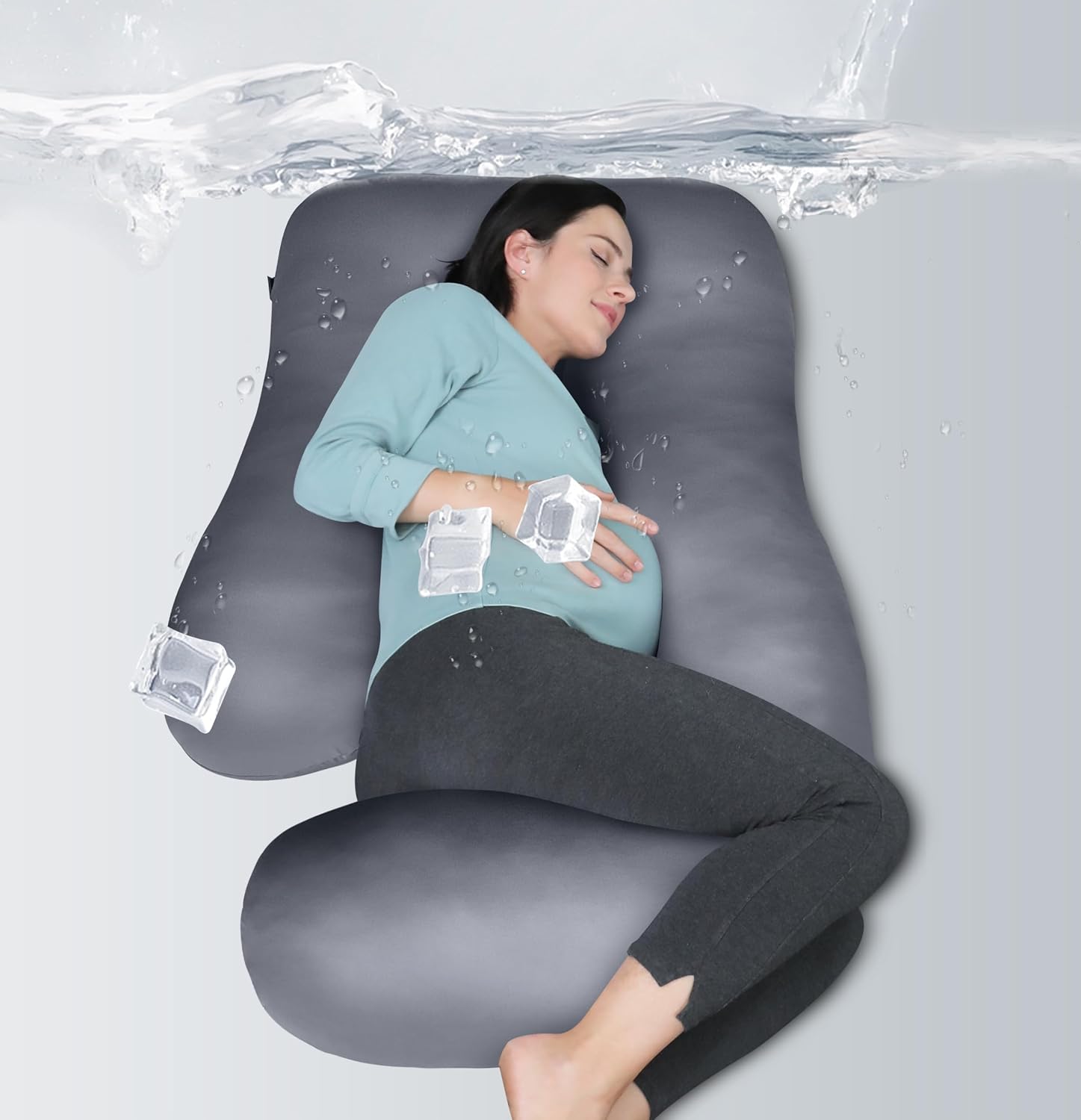 Moonpark MOON PARK Pregnancy Pillows for Sleeping - U Shaped Full Body Maternity Pillow with Removable Cover - Support for Back, Legs, Bell…