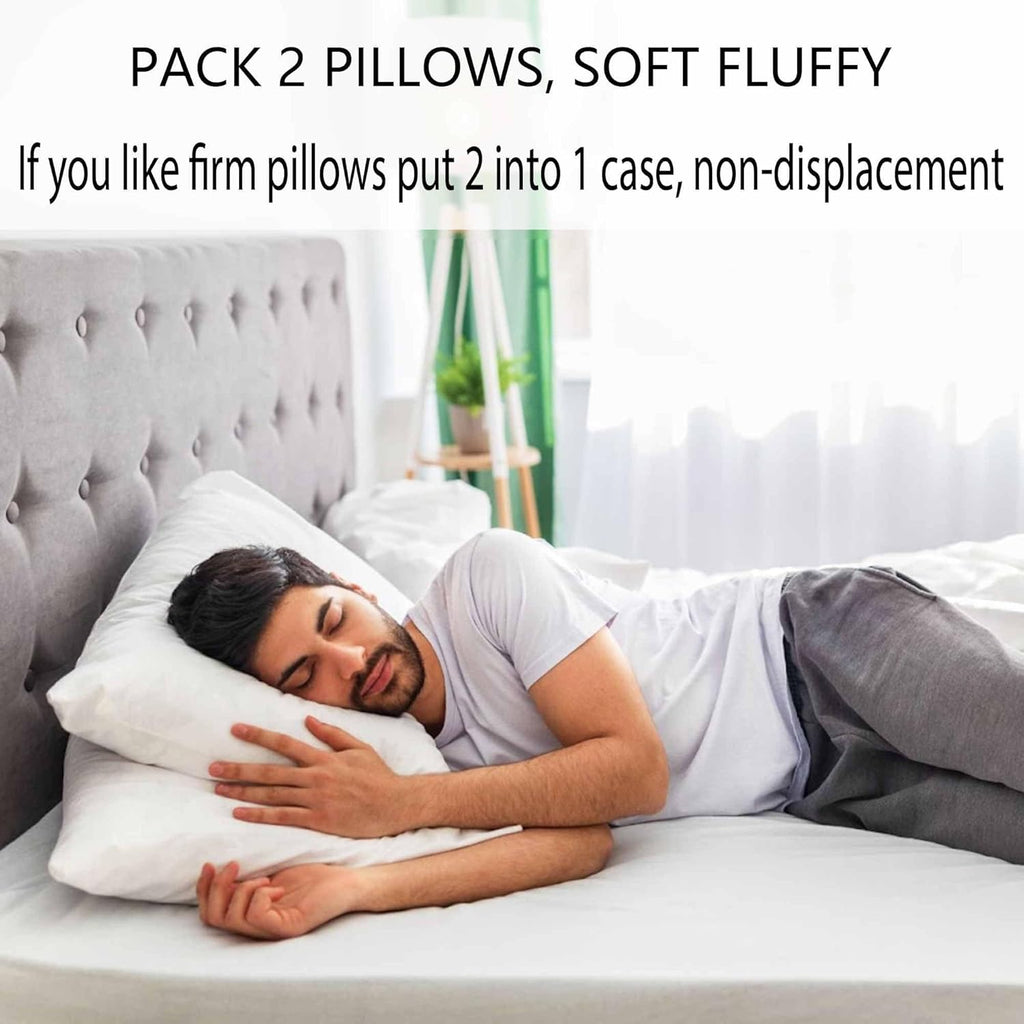 Acteb Ultra Thin Flat Soft Bed Pillows King Size Set of 2 Pack for Sleeping 20"x36", Hypoallergenic Skin Friendly Machine Washable