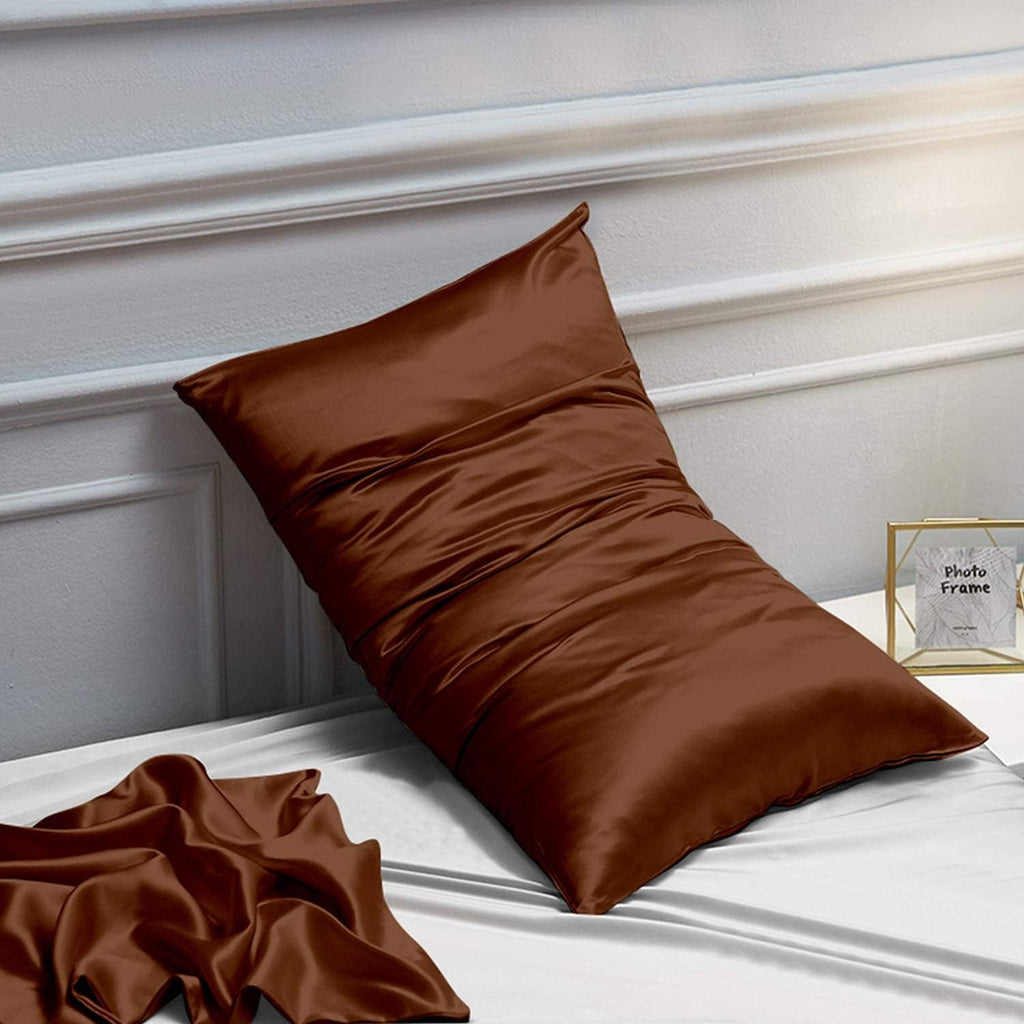 Ntbay Satin Body Pillowcase for Hair and Skin, Luxurious and Silky Pillow case with Envelope Closure, 20x54 Inches, Brown 54 Inches