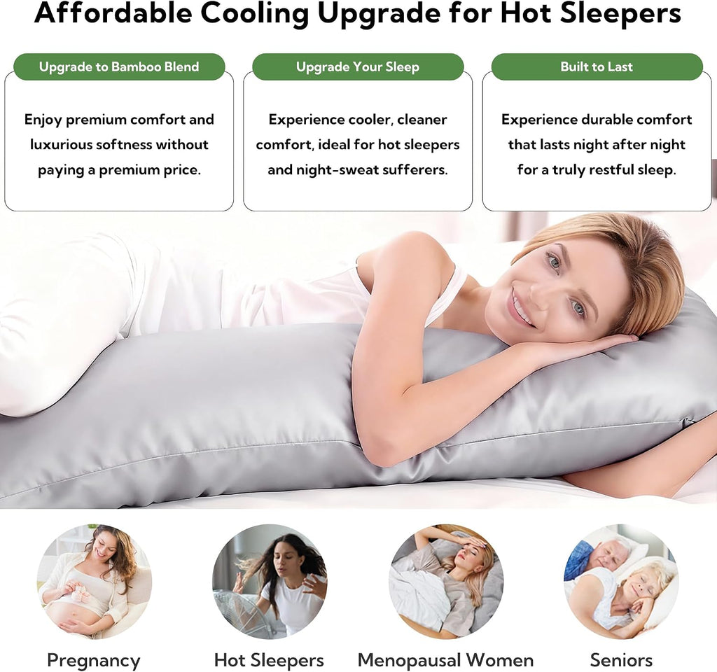 MR&HM Cooling Body Pillow Case 20"x54", Body Pillow Cover for Hot Sleepers, Breathable & Moisture Wicking, Soft Envelope Long Pillowca…