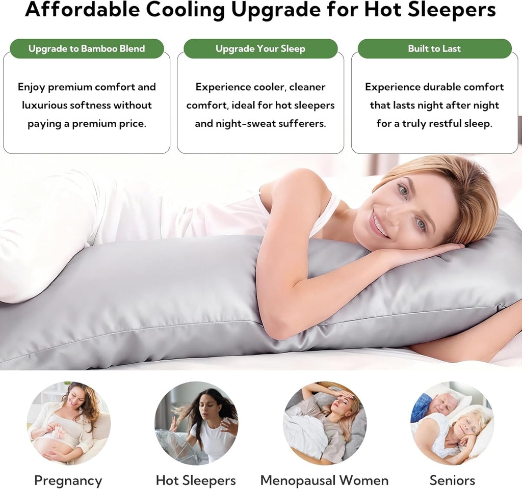 MR&HM Cooling Body Pillow Case 20"x54", Body Pillow Cover for Hot Sleepers, Breathable & Moisture Wicking, Soft Envelope Long Pillowca…