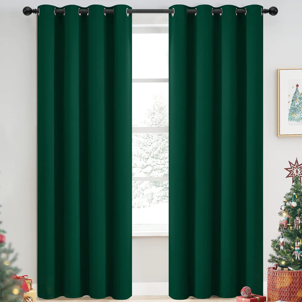 Yakamok Dark Green Blackout Curtains for Bedroom, Room Darkening Thermal Insulated Grommet Window Curtains, Light Blocking Blackout…