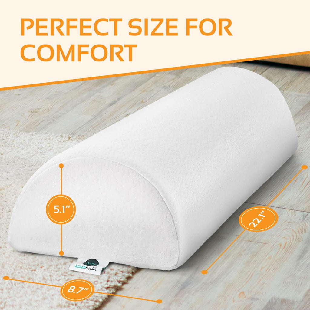 AllSettHealth AllSett everyday comfort Large Half Moon Bolster Pillow for Legs, Knees, Lower Back and Head, Lumbar Support Pillow for…