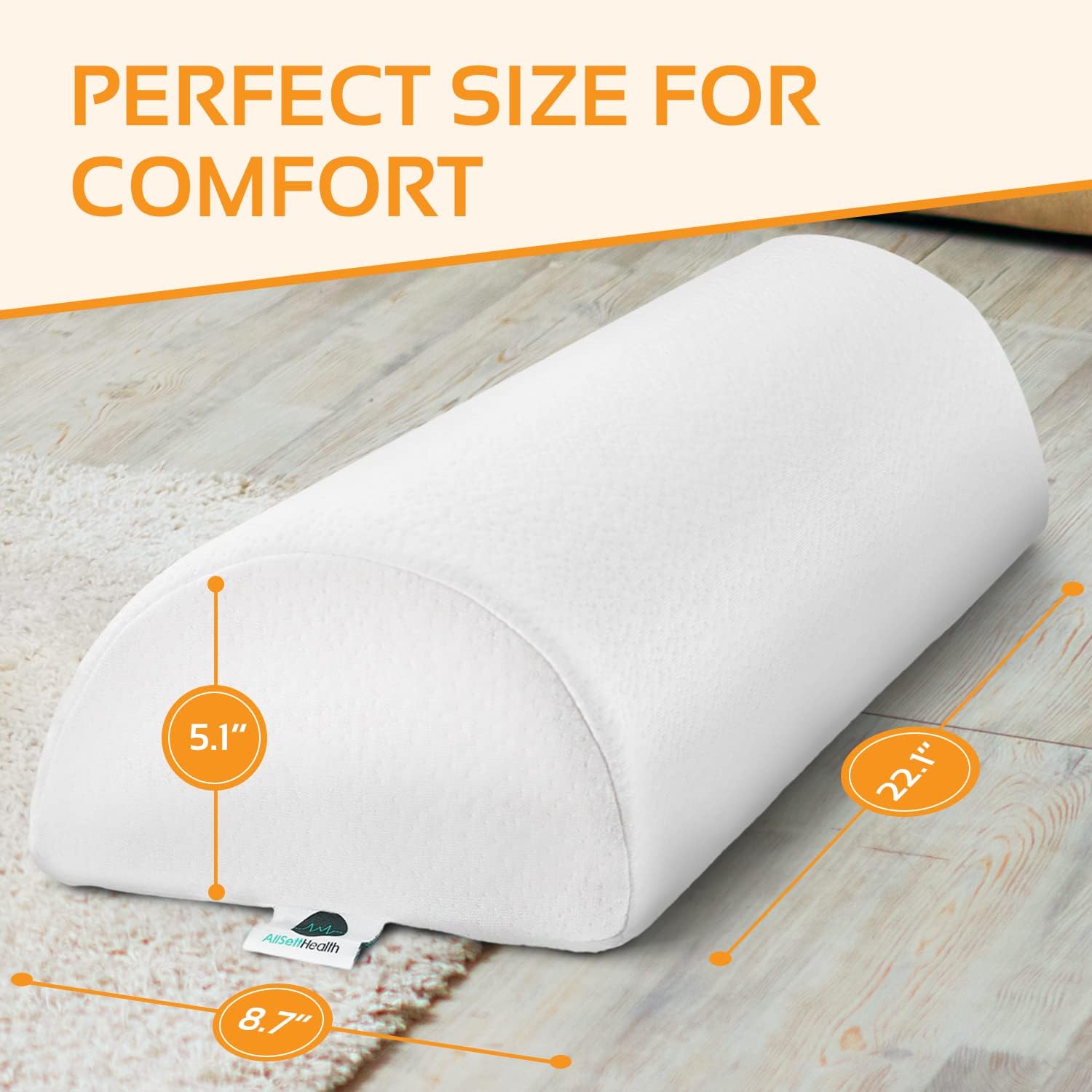 AllSettHealth AllSett everyday comfort Large Half Moon Bolster Pillow for Legs, Knees, Lower Back and Head, Lumbar Support Pillow for…