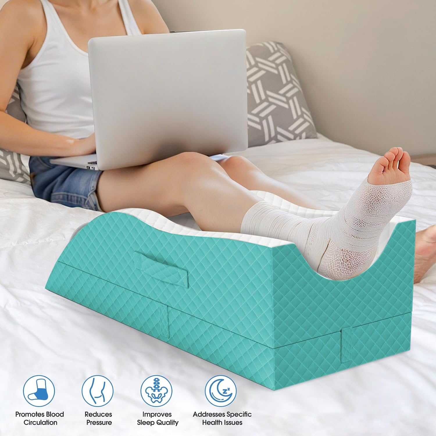 TranquilRelax TranquilRelax Elevation Pillows for Leg After Surgery, Memory Foam Adjustable Wedge Pillow for Injury or Rest, Ankle P…