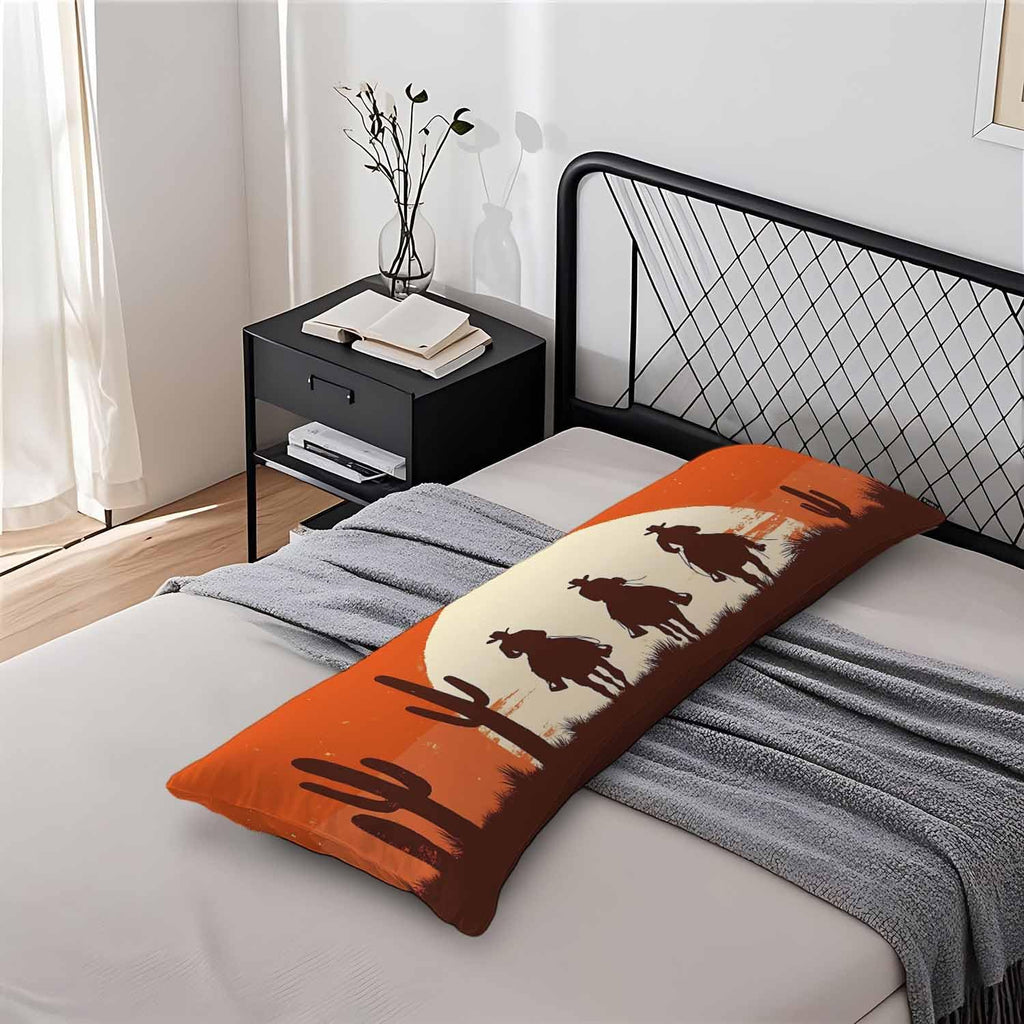 Cowboy Rectangle Body Pillow Covers Western Cowboys Cactus Sunset 20"X54" Couch Body Pillow Pillowcase Decorative Home Body Pillows Bed…