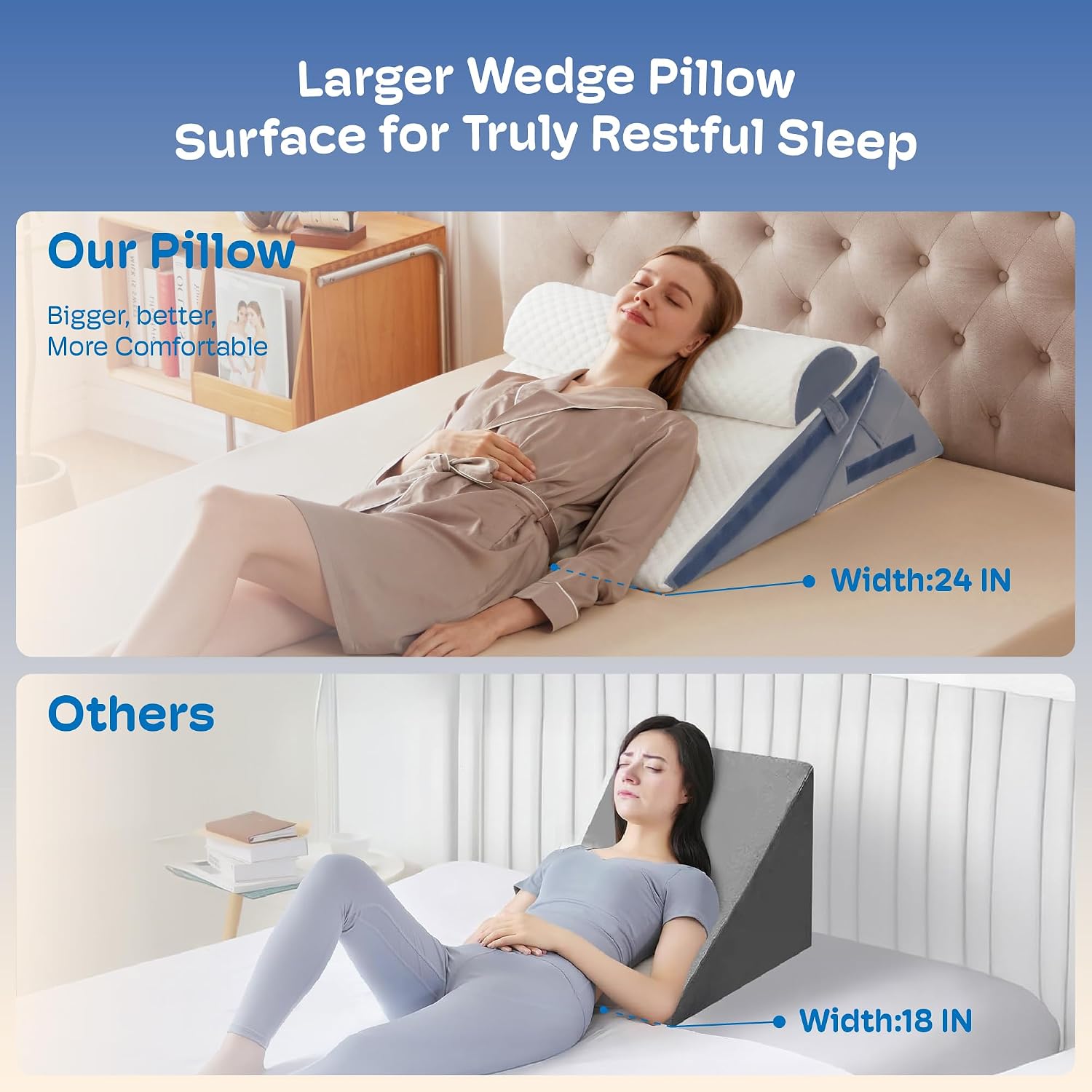 Simpledad 3PCS Wedge Pillow, Orthopedic Wedge Pillow for Acid Reflux, Back, Cooling Memory Foam Top, Bed Wedge Pillows for Headboard, Slee…