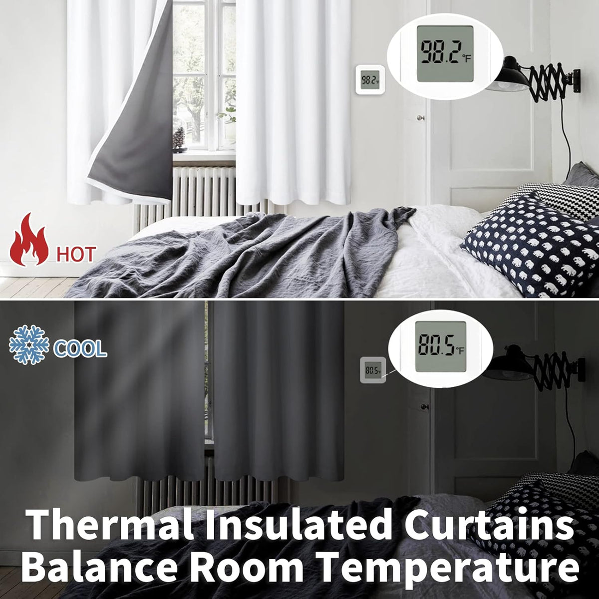 BGment White Blackout Curtains for Bedroom 63 Inch Length 2 Panels Set, Full Room Darkening Thermal Insulated Soundproof Window Curtain…