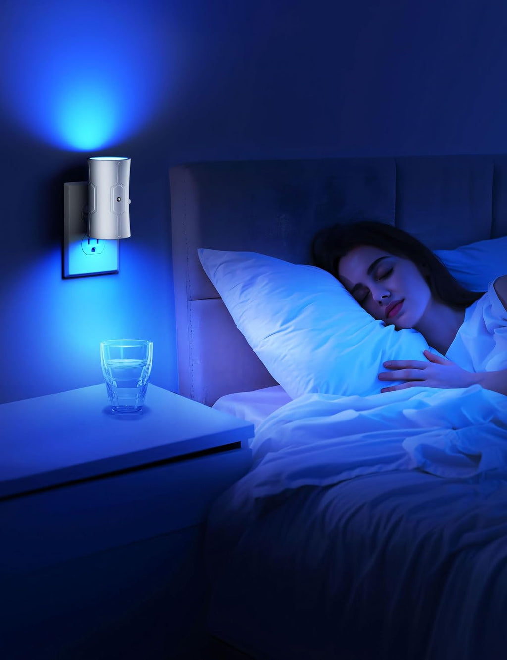 Fesnne Night Light, LED Night Lights Plug into Wall 2 Pack Blue 0-100LM Adjustable Brightness Light Sensor Plug in Night Light for Hallway,…